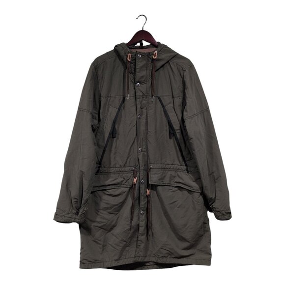 Abercrombie & Fitch Army Green Cotton Blend Corduroy Military Parka Jacket Sz XL - Picture 1 of 16